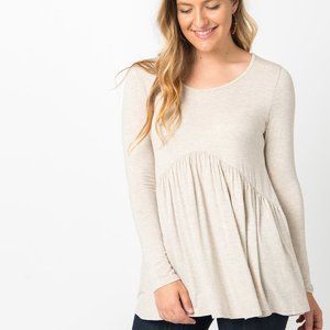 Agnes & Dora Muse Top Long Sleeve Stone Beige Size XS (0-2) NWT